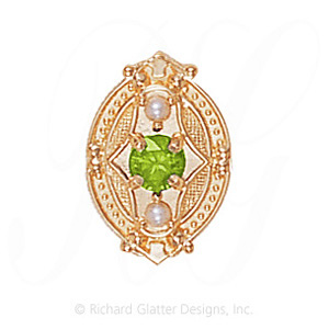 GS449 PD/PL - 14 Karat Gold Slide with Peridot center and Pearl accents 